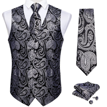 Men's Suit Vest and Tie Set – Single Breasted Waistcoat with Necktie and Pocket Square for Weddings and Business Events