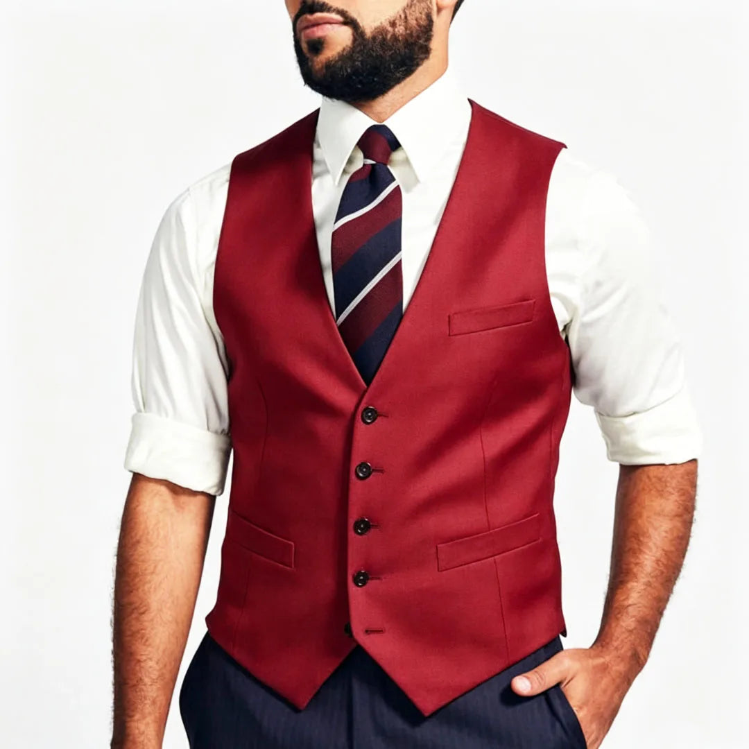 Men's Formal Vest – Single Breasted V-Neck Suit Waistcoat for Weddings & Business