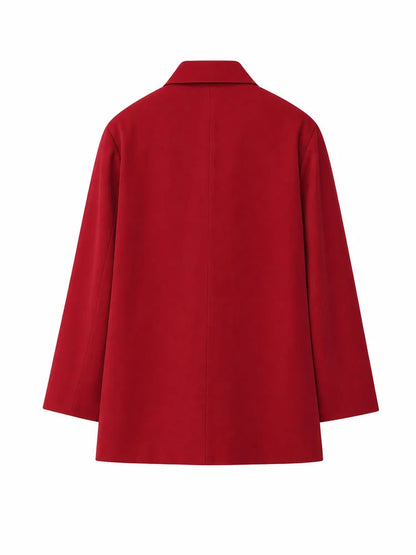 Women Double Breasted Blazer Elegant Office Lady Suit Jacket Oversized Casual Long Sleeve Blazer Spring Autumn Outerwear