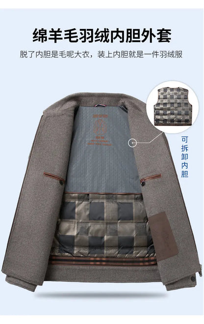 Men's Double-Faced Woolen Zipper Jacket Autumn Winter 50% Wool Removable Inner Vest Mid-Youth Fashionable Woolen Top