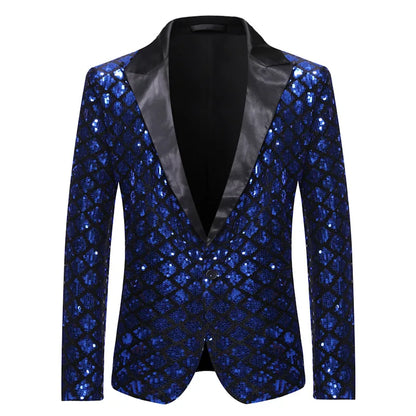 Men's Suit Jacket Autumn and Winter New High-quality Men's Polka Collar Suit Stage Banquet Hosting Party Diamond Sequin Dress
