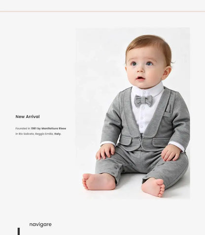 Toddler Baby Boy Black Tuxedo Romper Suit Fake Blazer Long Sleeve Jumpsuit With Bow Tie Wedding Baptism Gentleman Formal Outfit