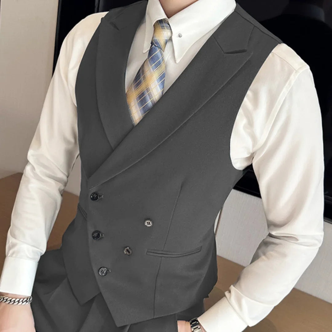 Men's Formal Vest Double Breasted Lapel Waistcoat for Weddings & Business