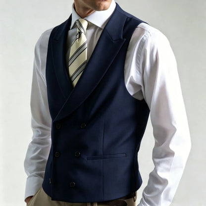 Men's Double Breasted Formal Vest – Tailored Waistcoat for Weddings & Business