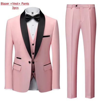 Men's Slim Fit Formal Suit Set – Blazer, Vest & Pants for Weddings & Parties