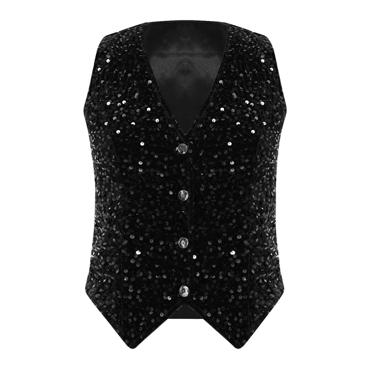 Women's Sleeveless Vest Disco Party Tops Clubwear Streetwear Lady V-neck Sequins Vests Fashion Waistcoat Music Festival Outfit