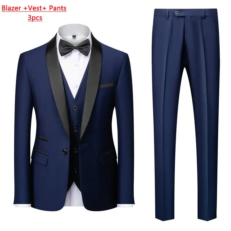 Men's Slim Fit Formal Suit Set – Blazer, Vest & Pants for Weddings & Parties