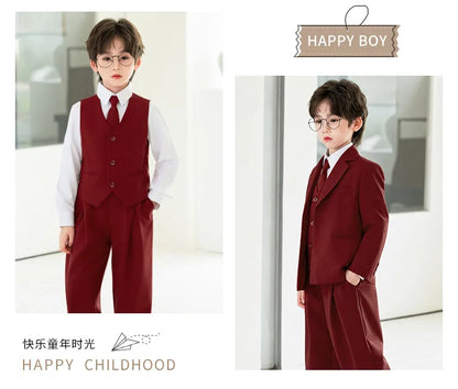 2026 New Flower Boys Wedding Dress Kids Birthday Party Outfit Children's Piano Host Speech Performance Costume