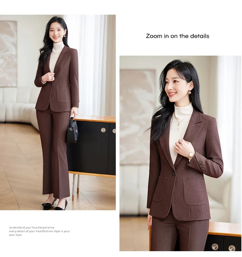 Fashionable professional women's high-quality two-piece trousers + blazer set. 2025 autumn and winter new styles