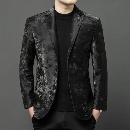 Men's Sheepskin Leather Blazer – Slim Fit Winter Jacket