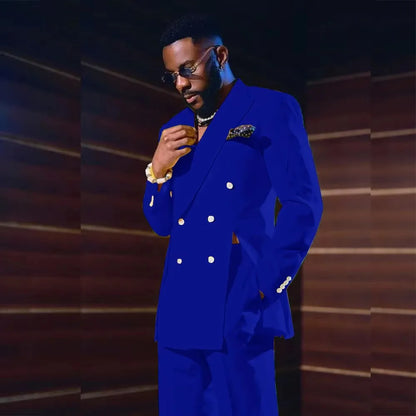 Costume Homme 2 Pièces Revers Pointe Croisé Blazer avec Pantalon pour Mariage Bal de Promo Dîner Tenue Décontractée Chic