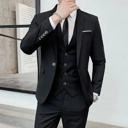 Men's Three-Piece Formal Suit – Slim Fit Business Dress Suit for Men
