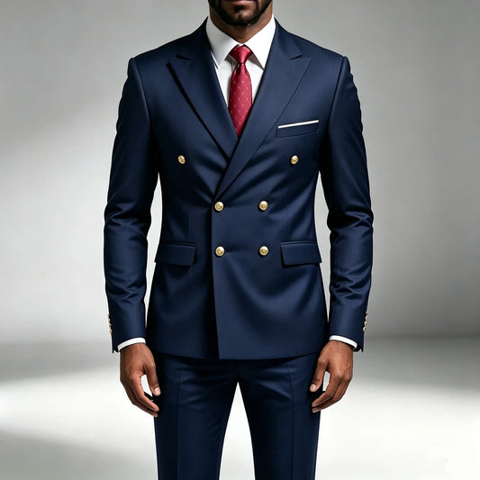 Men's Double Breasted Slim Fit Suit – Blazer & Pants Set for Business & Weddings