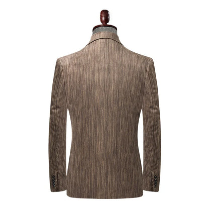 KIDWHXR Suit Coat Man Vintage Striped Single-breasted Male Blazer British Style Long Sleeve Pocket Slim Casual Men Outerwear