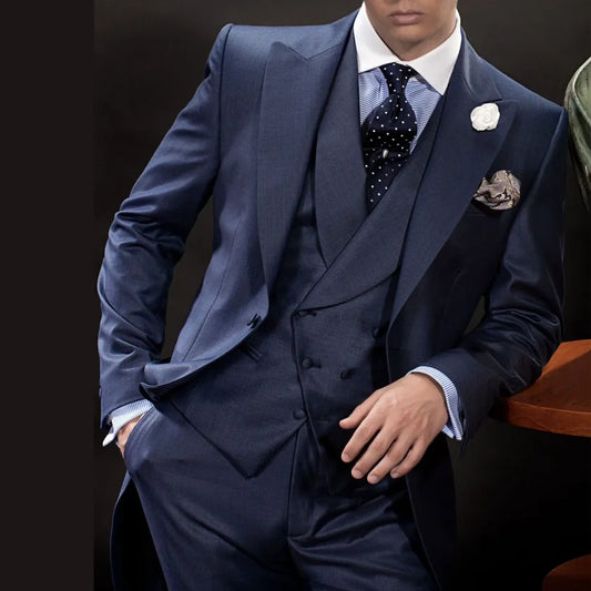 Men Suit 3 Pieces White With Lapel Solid For Wedding Groom Business Party Prom Banquet Work Office Jacket Vest With Pants