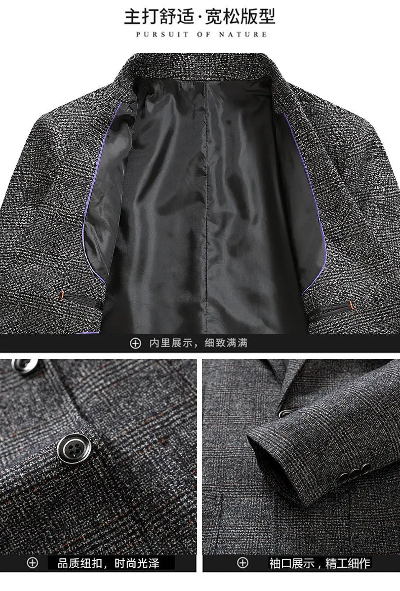 Blazer Autumn and Winter Men's Fashion Business Outdoor Travel Checkered Wedding Youth Slimming Casual High Formal Wear Blazer