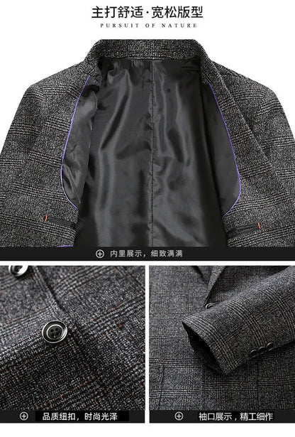 Blazer Autumn and Winter Men's Fashion Business Outdoor Travel Checkered Wedding Youth Slimming Casual High Formal Wear Blazer