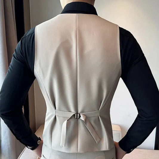Men's Vest Double Breasted Lapel Waistcoat for Weddings and Formal Occasions