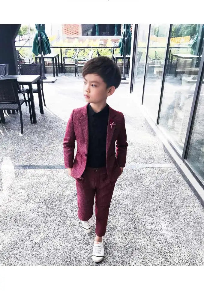 Kids Wedding Ceremony Slim Suit Children Formal Blazers Pants 2Pcs Photography Clothes Good Quality Baby Boys Handsome Suit
