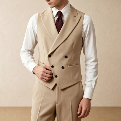 Men's 2-Piece Vest and Pants Suit Set – Slim Fit Double-Breasted Waistcoat for Wedding & Formal Wear