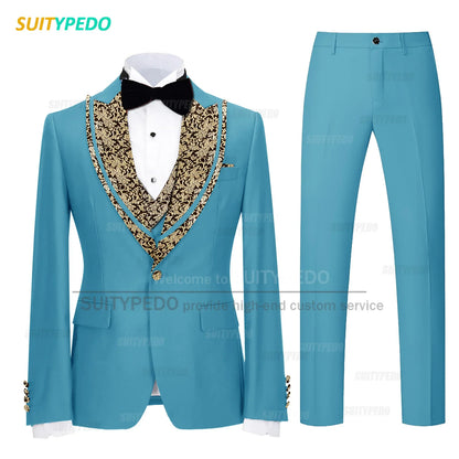 Classic Black Set For Fashion Children Wedding Flower Kid Slim Fit Costumes Formal Party Elegant Blazer Vest Pants 3 Pieces