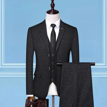 Men's 3-Piece Suit Slim Fit Blazer Vest Trousers Smart Casual Business Formal