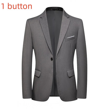 Blazer Fashion Men Business Casual Solid Color British Style Wedding Gentleman Slim Professional Formal Suit Blazer