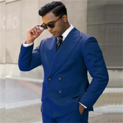 2 Pieces New Fashion Green Double Breasted Men Suits Wedding Slim Fit Tuxedo Terno Masculino Prom Groom Blazer Custom Made