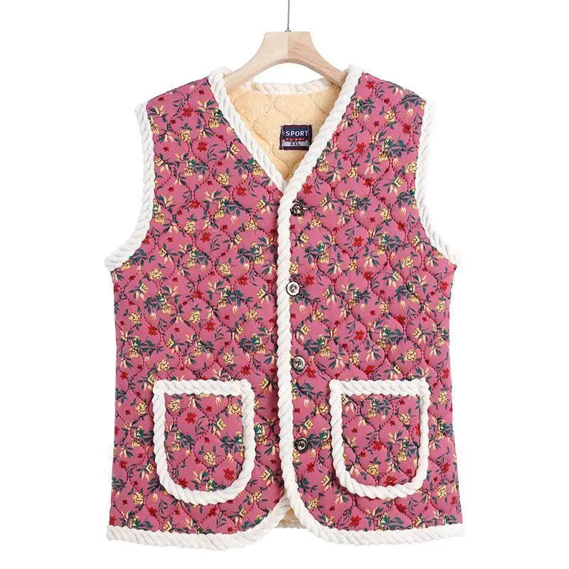 Fashion Thicken Fleece Jacket Women's Vest Open Cardigan Outerwear Loose Autumn Winter New Cotton Waistcoat