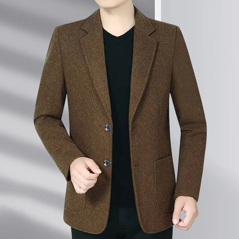 Blazer Men's Business Gentleman Wedding Fashionable Solid Color Best Man, Slimming and Casual Middle-aged and Elderly Blazer