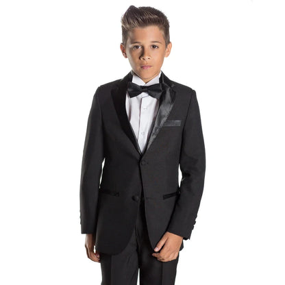 Chic Kids Clothes Fashion Satin Notch Lapel Formal Wedding Tuxedos Elegant Single Breasted Boys Suits 2 Piece (Blazer+Pants)