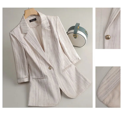 Elegant Women 2025 Spring Summer Professional Suit OL Business Interview Manager Commuting Work Wear Blazer And Pants Sets