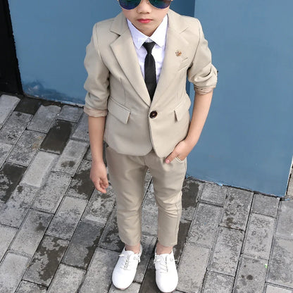 Fashion Children's Clothing 2 Pieces Good Quality Notch Lapel Single Breasted Blazer Sets Formal Casual Costume Wedding Tuxedo