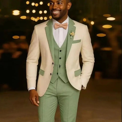 Costume de mariage 3 pièces formel pour homme, costume de marié, coupe ajustée, revers cranté, veste, gilet, pantalon pour affaires, bureau, banquet, tenues pour hommes