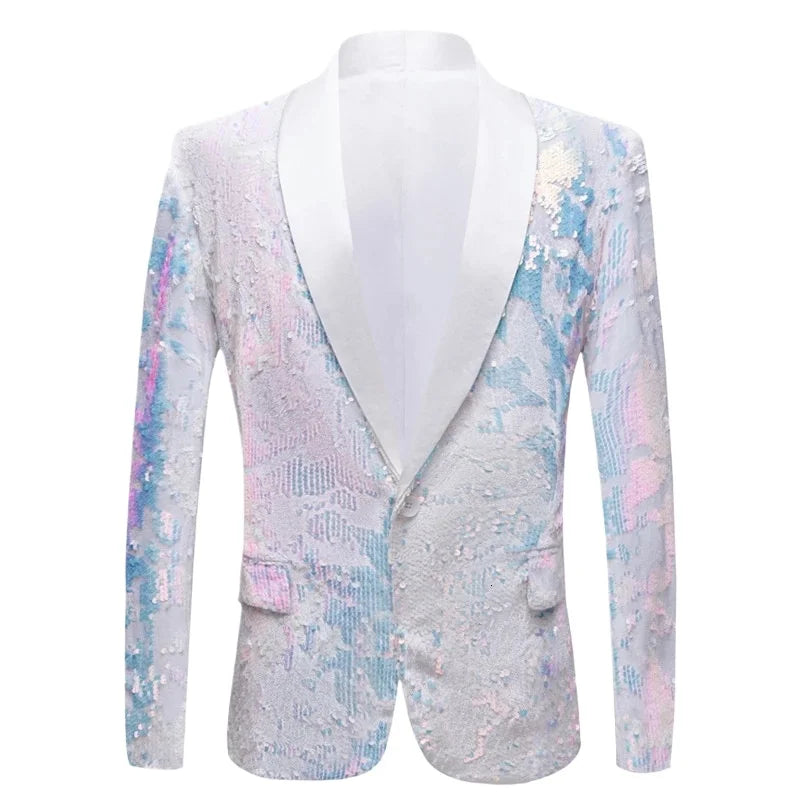 Men's Velvet Sequin Fashion Suit European And American Style Stage Clothes Handsome Trendy Clothing for Singers