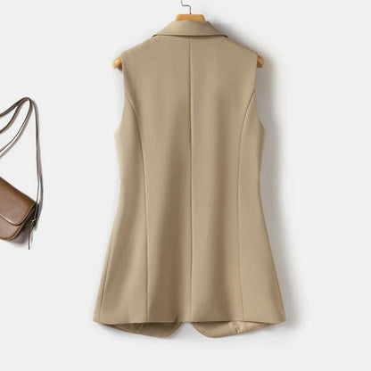 Simple one-button blazer-style vest for women spring and autumn style suitable for workplace and business commuting
