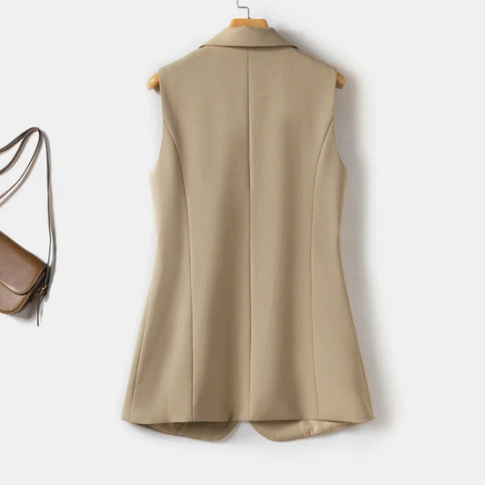 Simple one-button blazer-style vest for women spring and autumn style suitable for workplace and business commuting