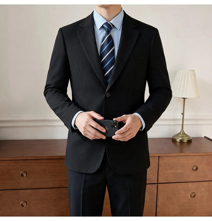 Men's Blazer Retro Texture Smart Casual Suit Lightweight Business Commuter Jacket