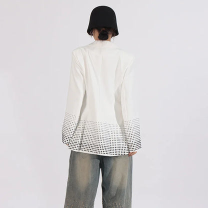2026 Spring Autumn New Women's Blazer Notched Collar Double Breasted Split Studded Diamonds High-end Elegant Jacket HK18785