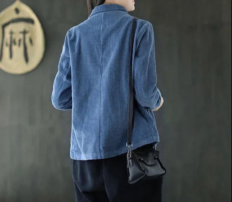 Female Coats and Jackets Retro Women's Corduroy Blazers 2025 New Arrivals Korean Popular Clothes Outerwear On Promotion Fashion