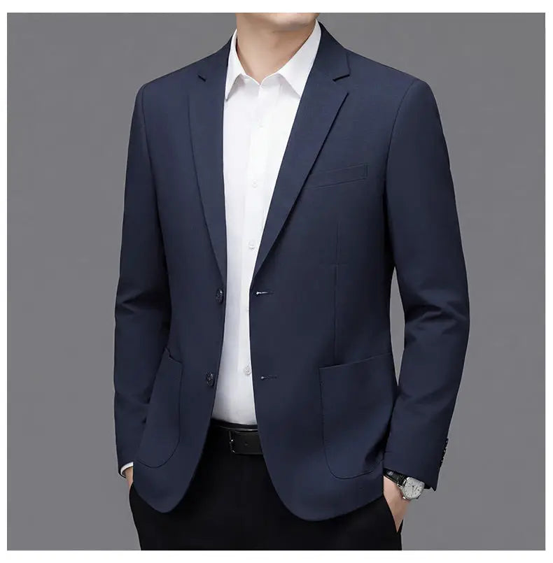 Men's Smart Casual Single-Breasted Collarless Blazer for Spring and Autumn