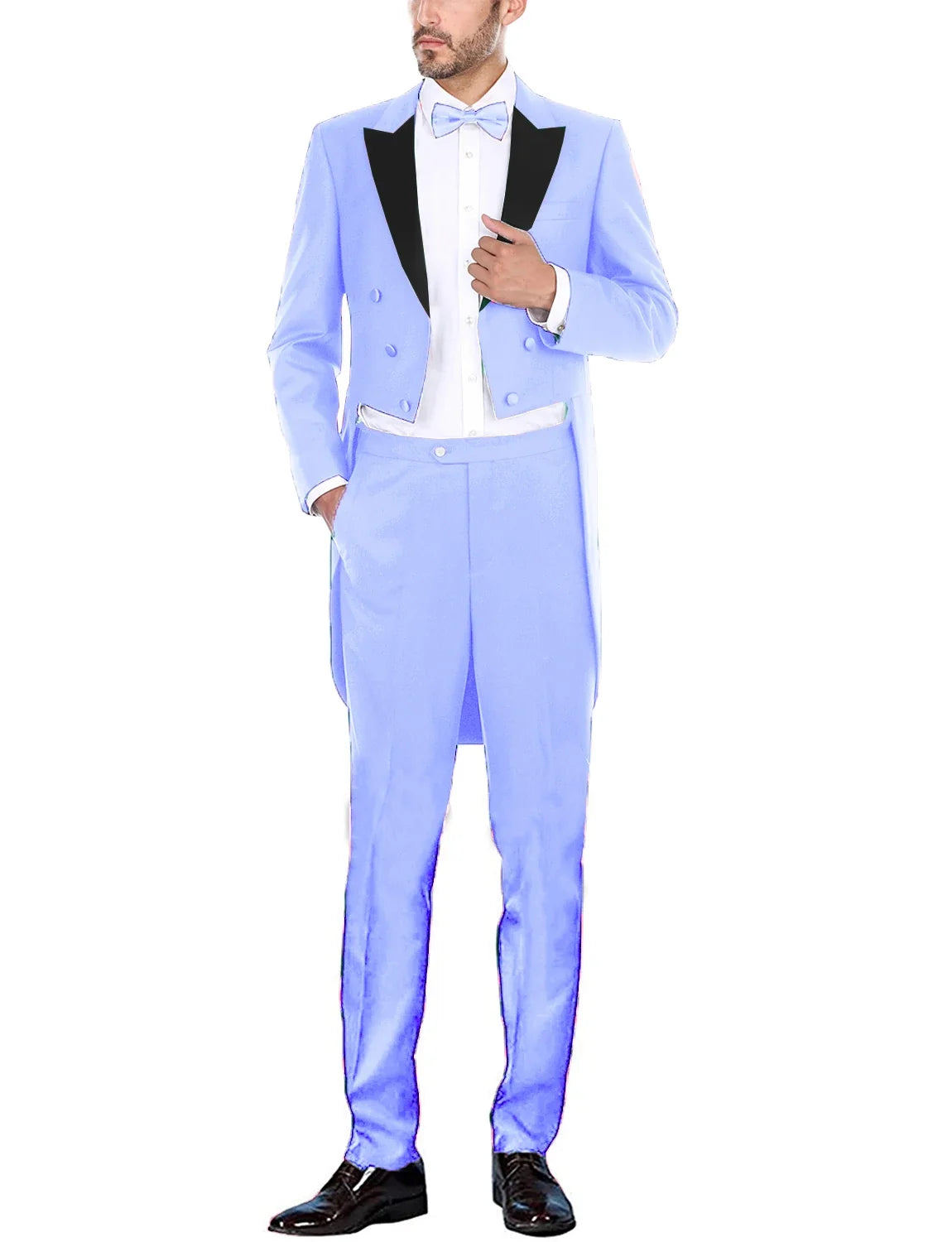 Classic Men Suits Solid Long Tailcoat Wedding Groom Tuxedos Morning Dinner Groomsmen Fromal Party Suits 2 Pieces Blazer Pants