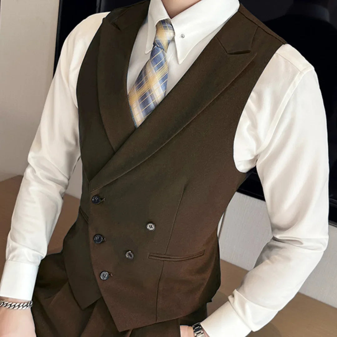 Men's Formal Vest Double Breasted Lapel Waistcoat for Weddings & Business
