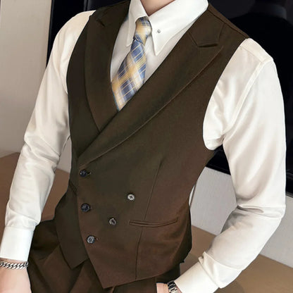 Men's Formal Vest Double Breasted Lapel Waistcoat for Weddings & Business