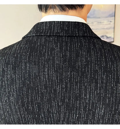 New Fashion Meteor Striped Suit Jacket High Quality Men's Slim Fit Business Formal Social Prom Party Casual Tuxedos 5XL-M