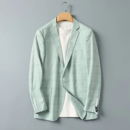 2025 Autumn Casual Business Suit Jacket for Men Slim Fit Plaid Social Office Blazers Men Wedding Groon Dress Coats Men Clothing