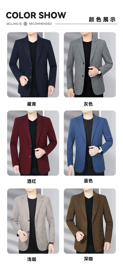 Blazer Men's Business Gentleman Wedding Fashionable Solid Color Best Man, Slimming and Casual Middle-aged and Elderly Blazer