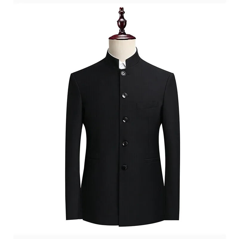 Blazer Men Fashion Gentleman Business Slimming Outdoor Zhongshan Suit Trendy Banquet Host Casual Wedding Stand-up Collar Blazer