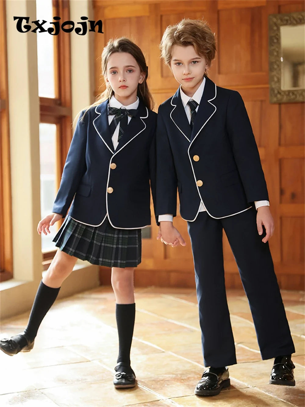 Newest School Uniform 4 Pieces For Boys And Girls 110-180cm Formal Elegant Kids Suit Set Choir Performance Wear In Stocks