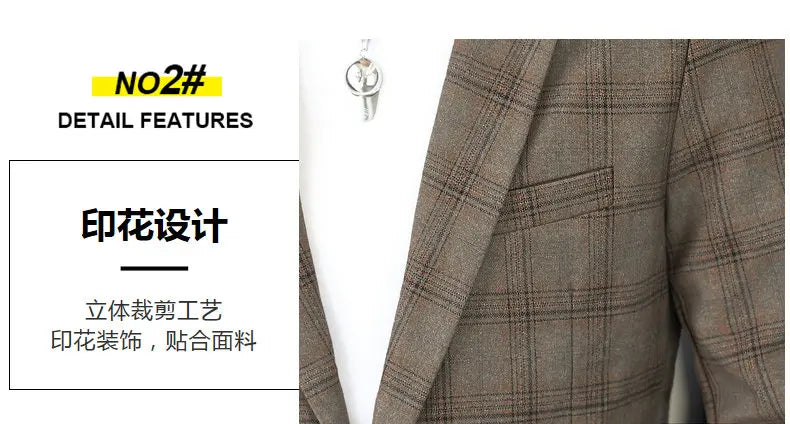 2026 Blazer Outdoor men's checked fashion business trend Wedding Slimming Gentleman Casual Korean travel high formal Wear Blazer